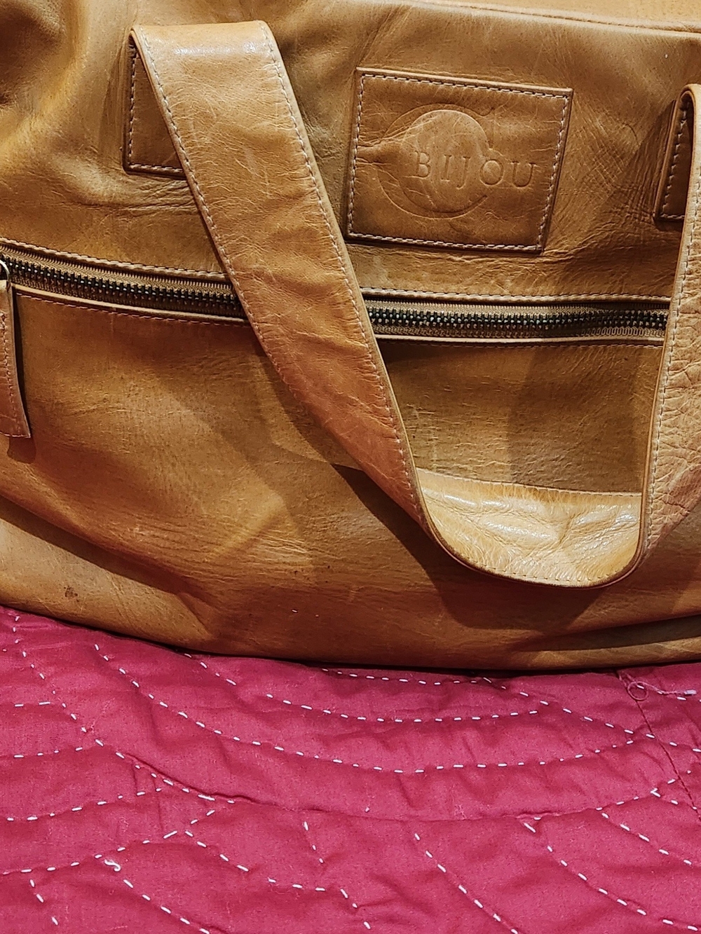 Tan Italian Leather Tote Bag by Cristina Bijou